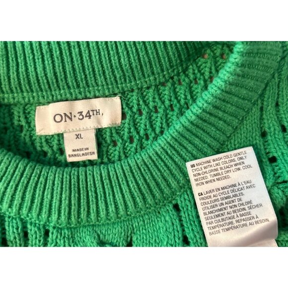 On 34th Women Green Long Sleeve Cable Knit Sweater Size XL - Picture 6 of 6